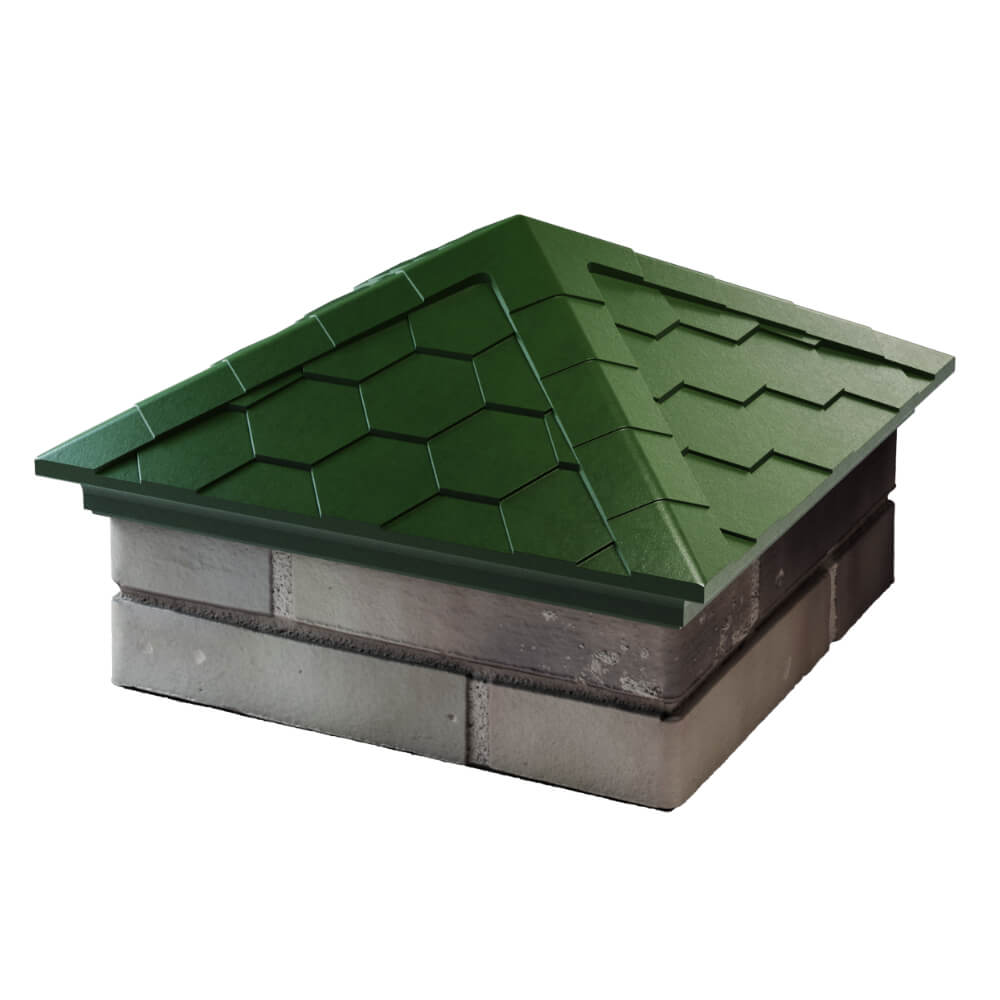 Колпак Zking Эверест Зеленый на столб 1.5х1.5 кирпича (390х390мм)